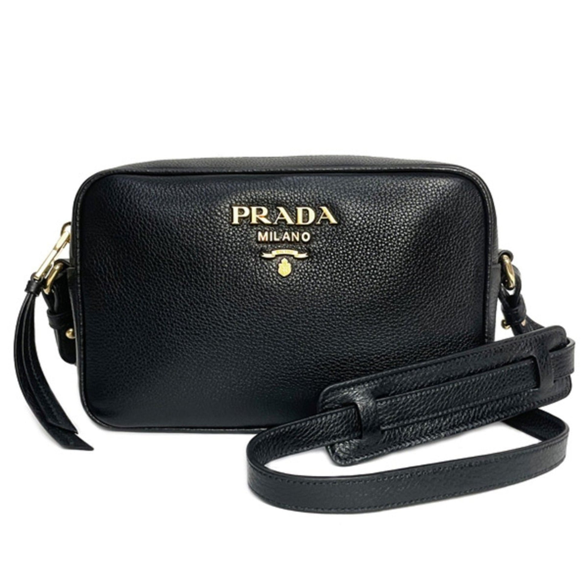 Prada Phenix Camera Crossbody Bag Leather Vitello Black