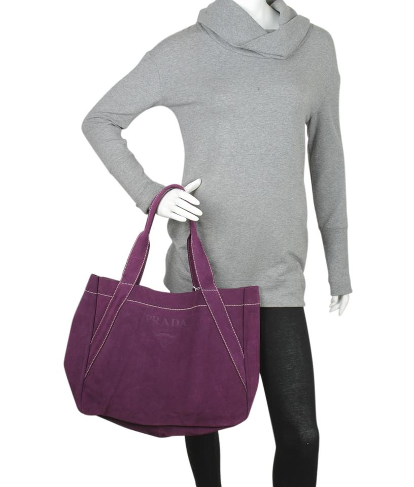 Prada Tote Suede Purple Tote Bag