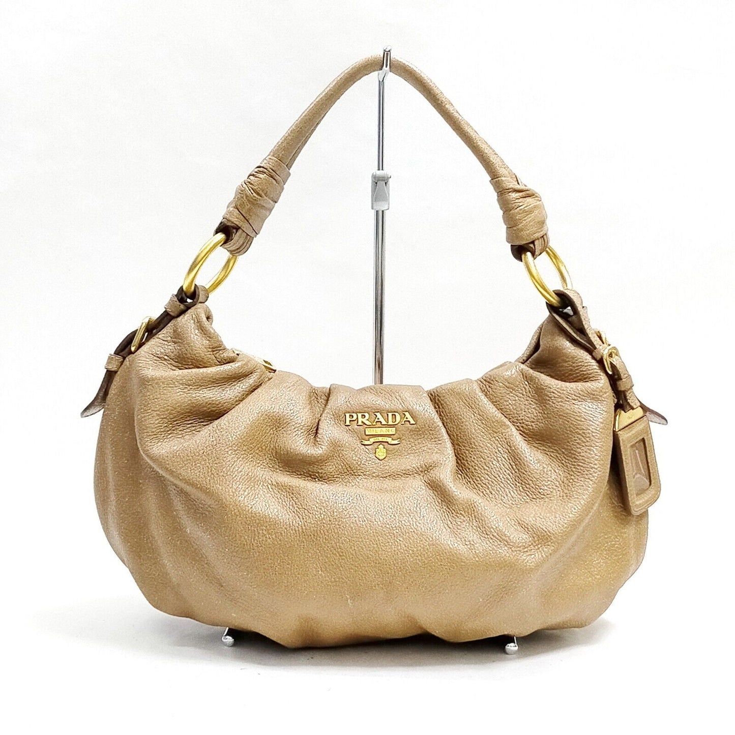 Prada Hand Bag Leather Brown Travel Bag