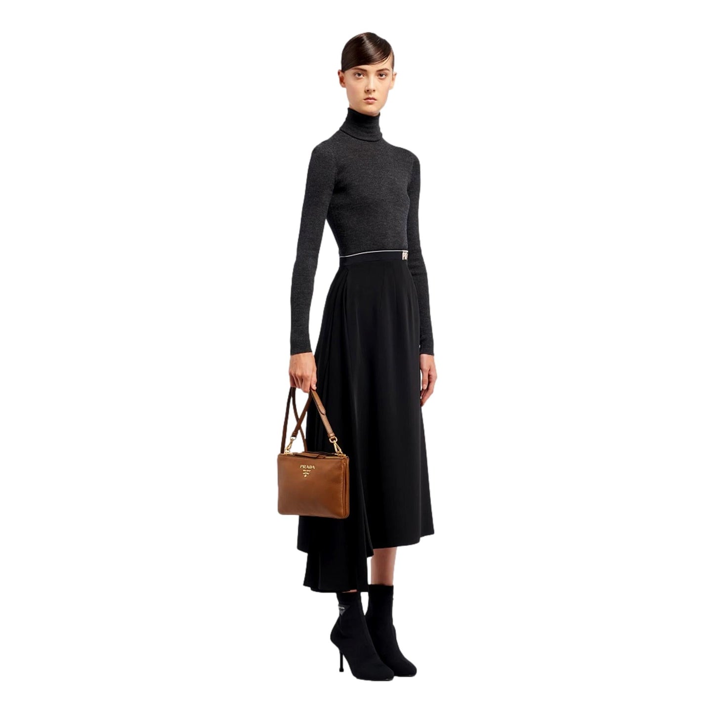 Prada Phenix Cannella Crossbody Bag Leather Vitello Brown