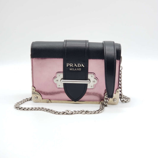 Prada Cahier Metallic Shoulder Rare Bag Pink Shoulder Bag