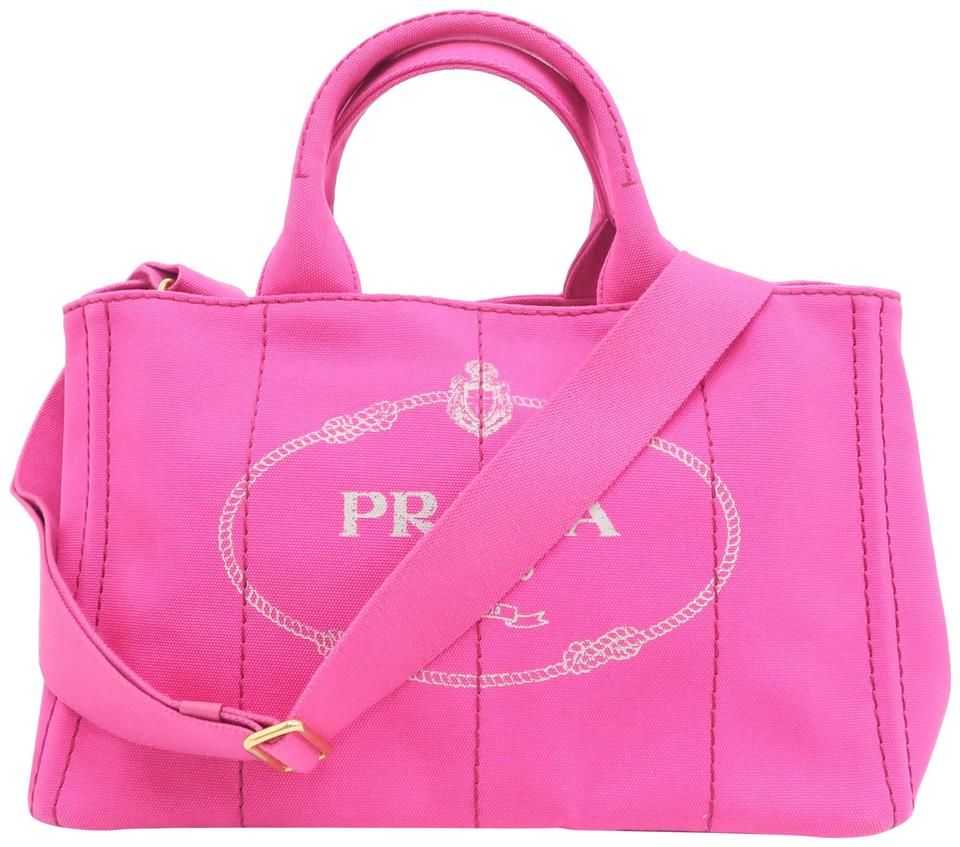 Prada Canapa Shopping Fuchsia Tote Canvas Tote Bag