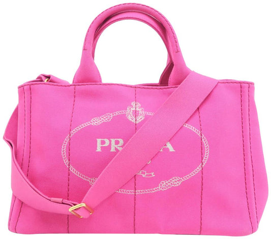 Prada Canapa Shopping Fuchsia Tote Canvas Tote Bag