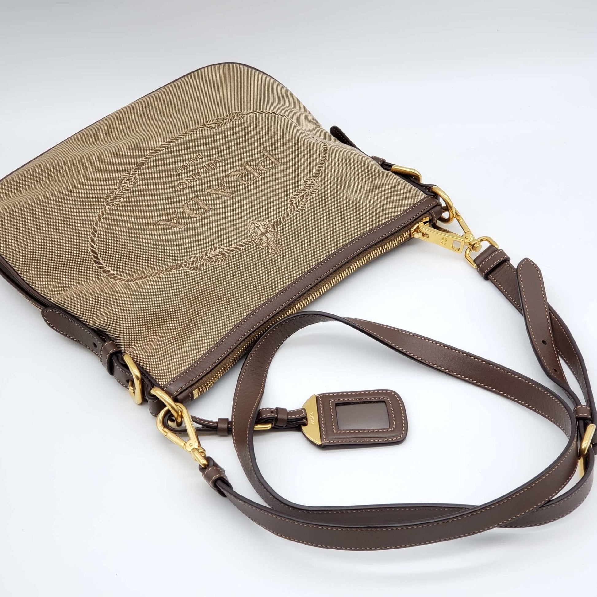 Prada And Crossbody Bag Leather Canvas