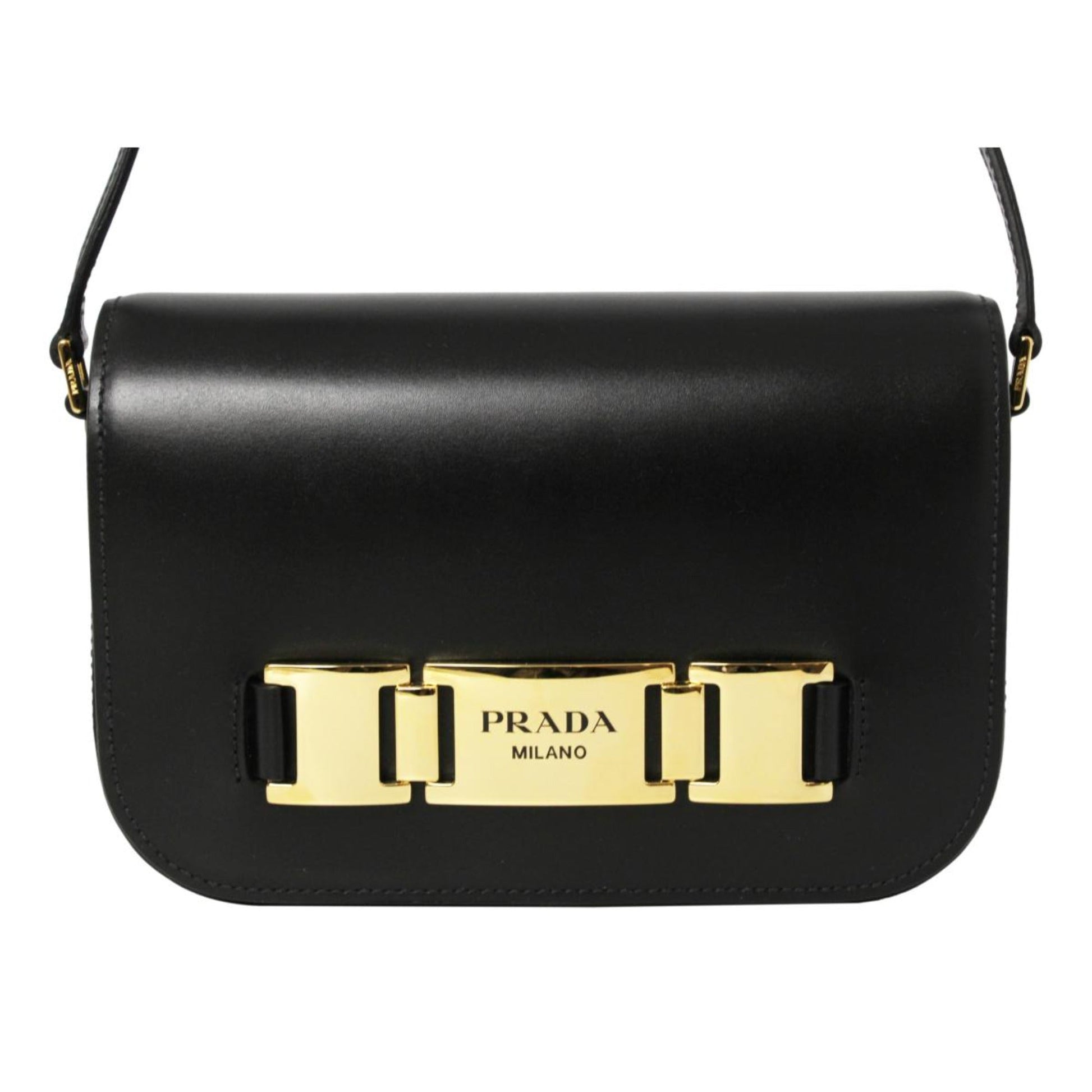 Prada City Calf Crossbody Bag Leather Calf Leather Black
