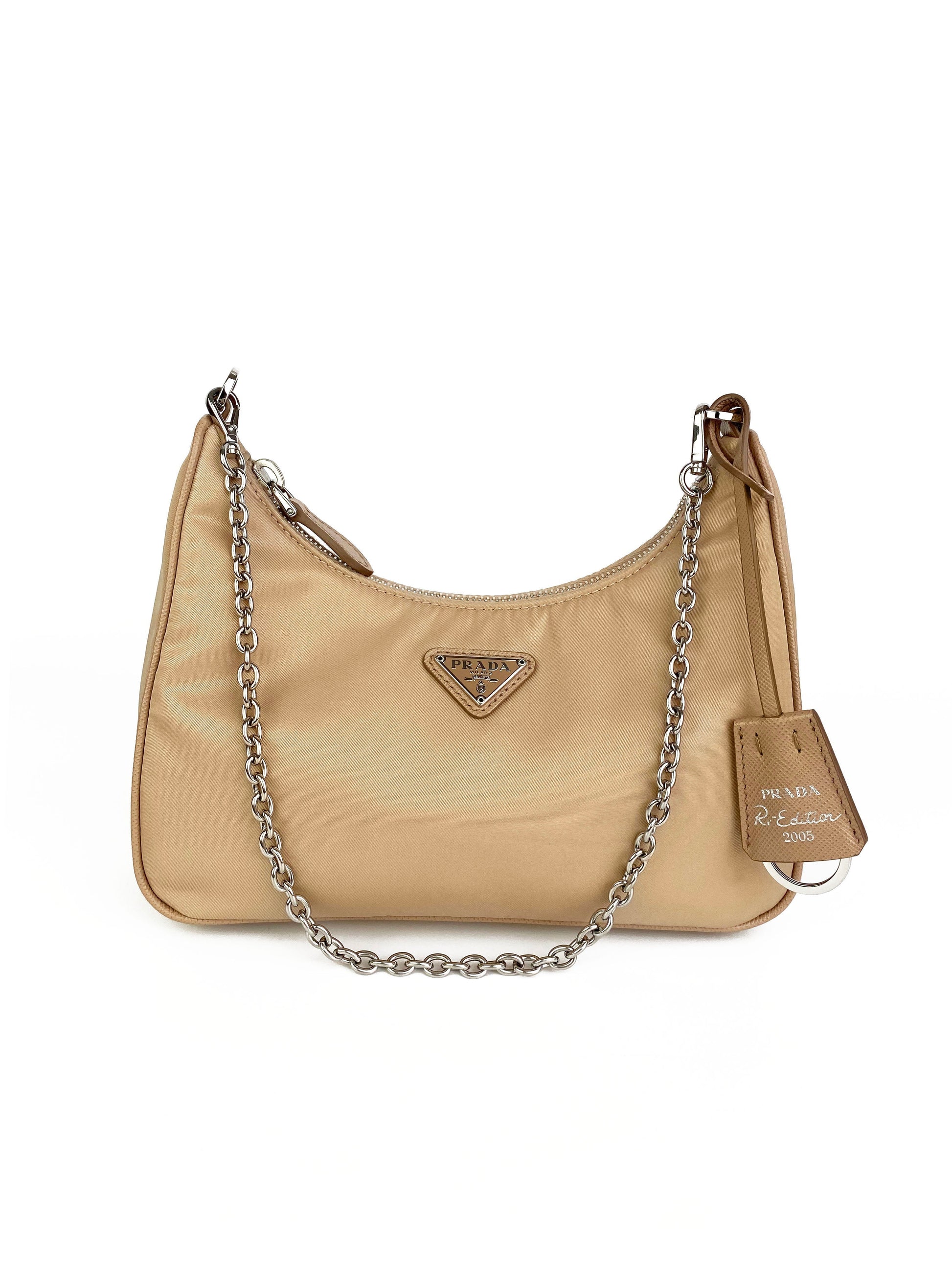 Prada Handbag Desert Re- Bag Nylon Beige