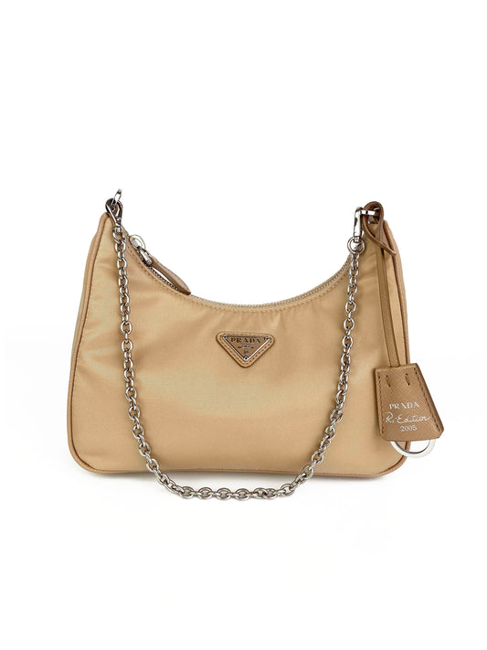Prada Handbag Desert Re- Bag Nylon Beige