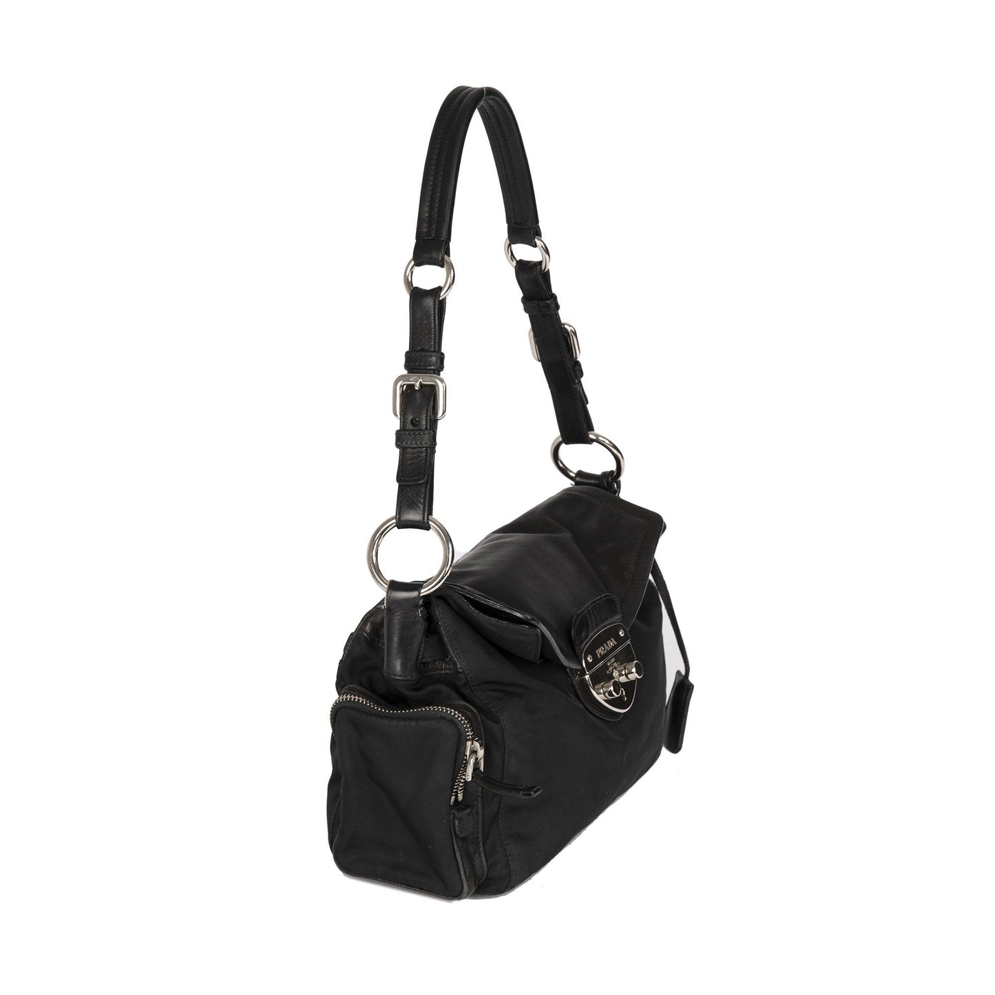 Prada Easy Tessuto Trimmed Bag Leather Travel Bag