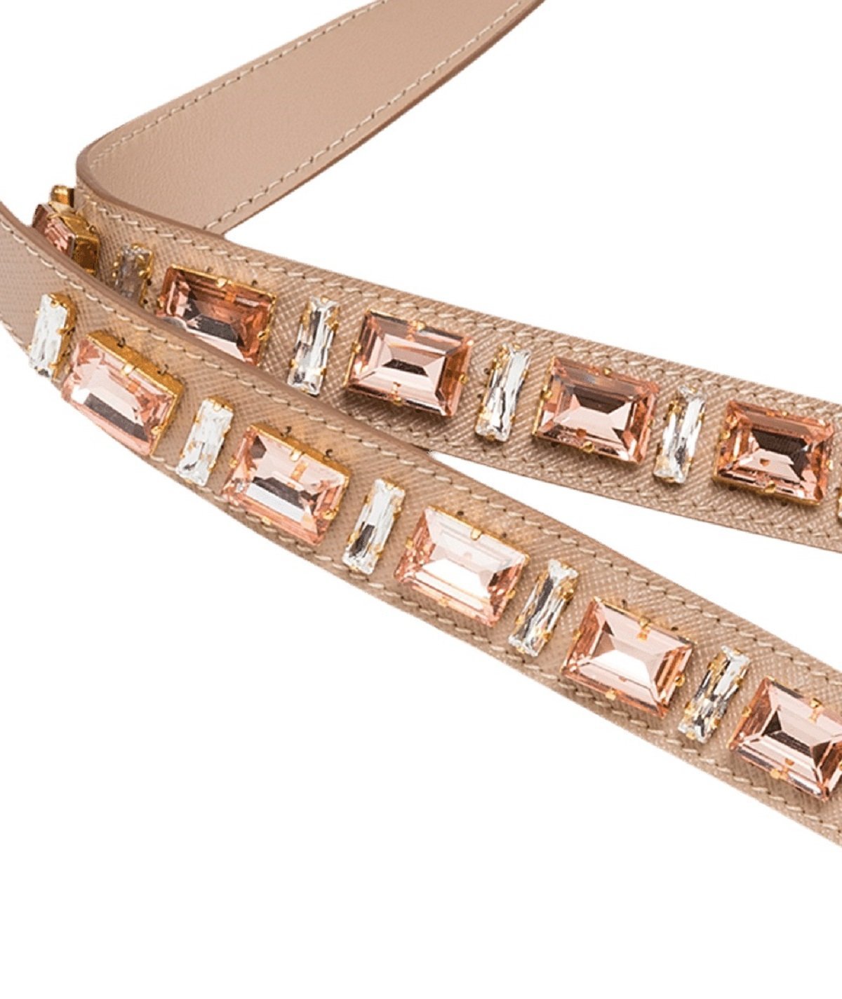 Prada Crystal Women Blush Strap Luxury Handbag Leather Saffiano Pink Travel Bag