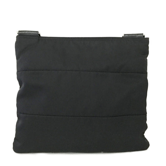 Prada Plate Shoulder Bag Nylon Black Logo