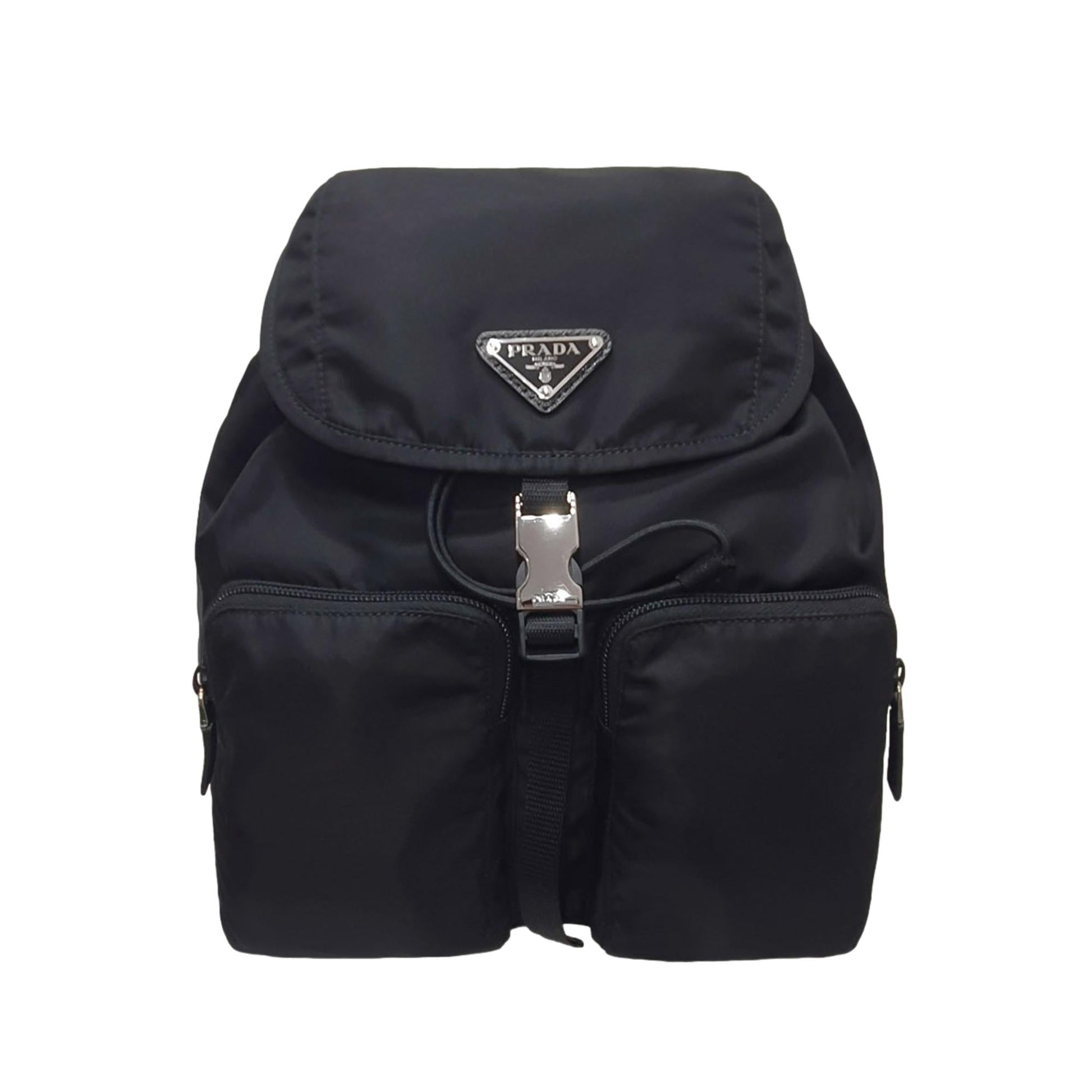 Prada Re Drawstring Rucksack Backpack Nylon Black Small