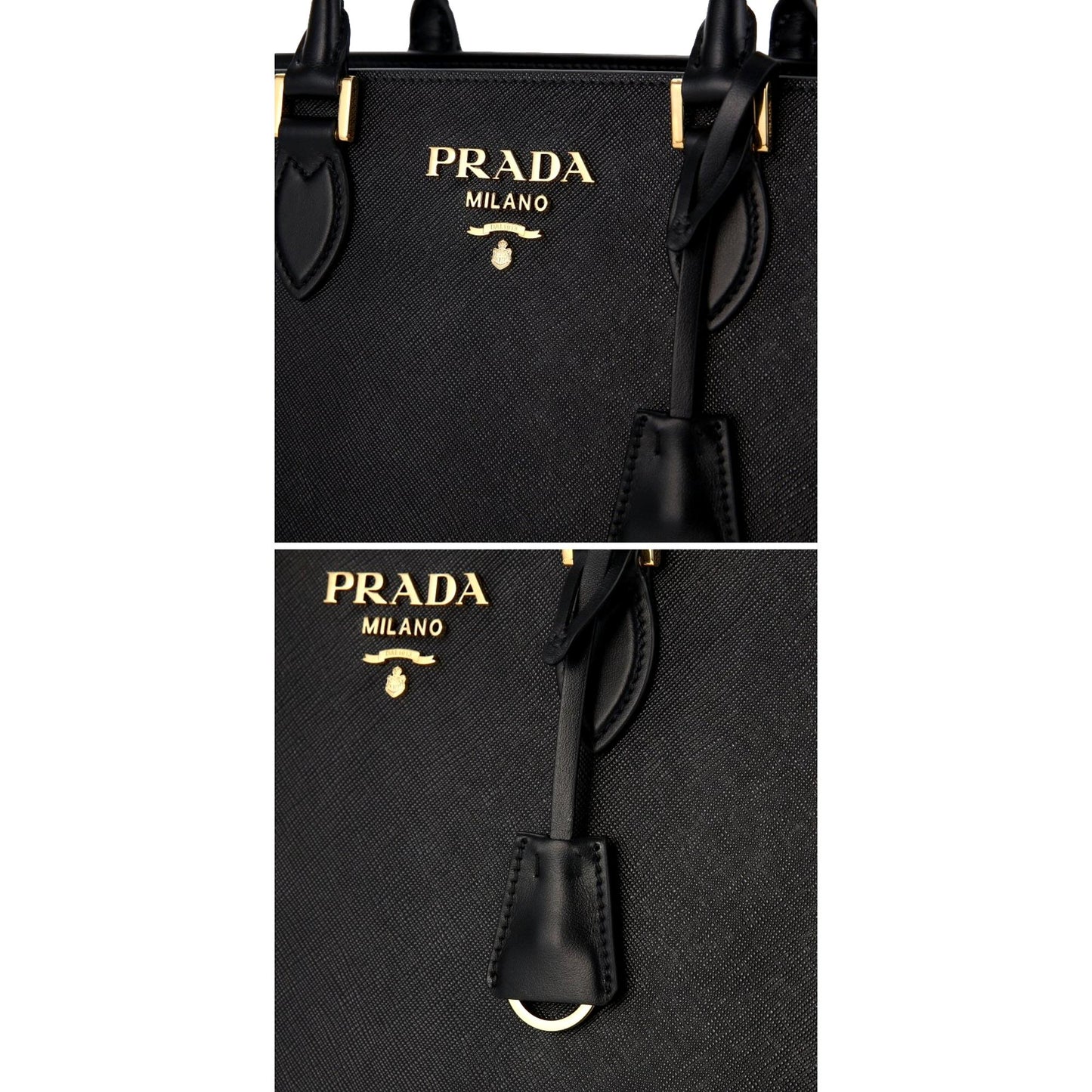 Prada Lux Crossbody Satchel Bag Leather Saffiano Black