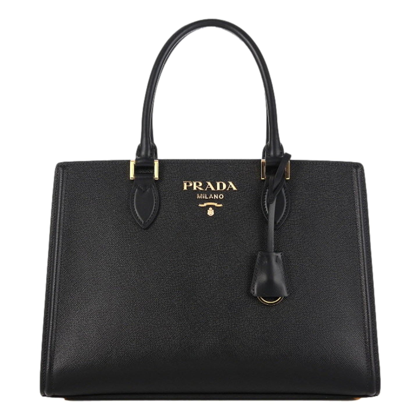 Prada Lux Crossbody Satchel Bag Leather Saffiano Black