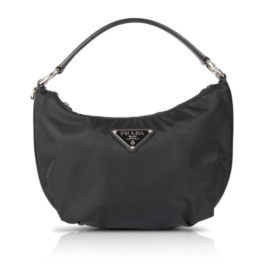 Prada Saffiano Trimmed Tessuto Hobo Handbag Nylon Travel Bag