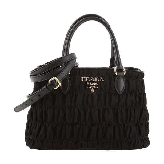 Prada Tessuto Gaufre Satchel Handbag Nylon Black Small Satchel Bag