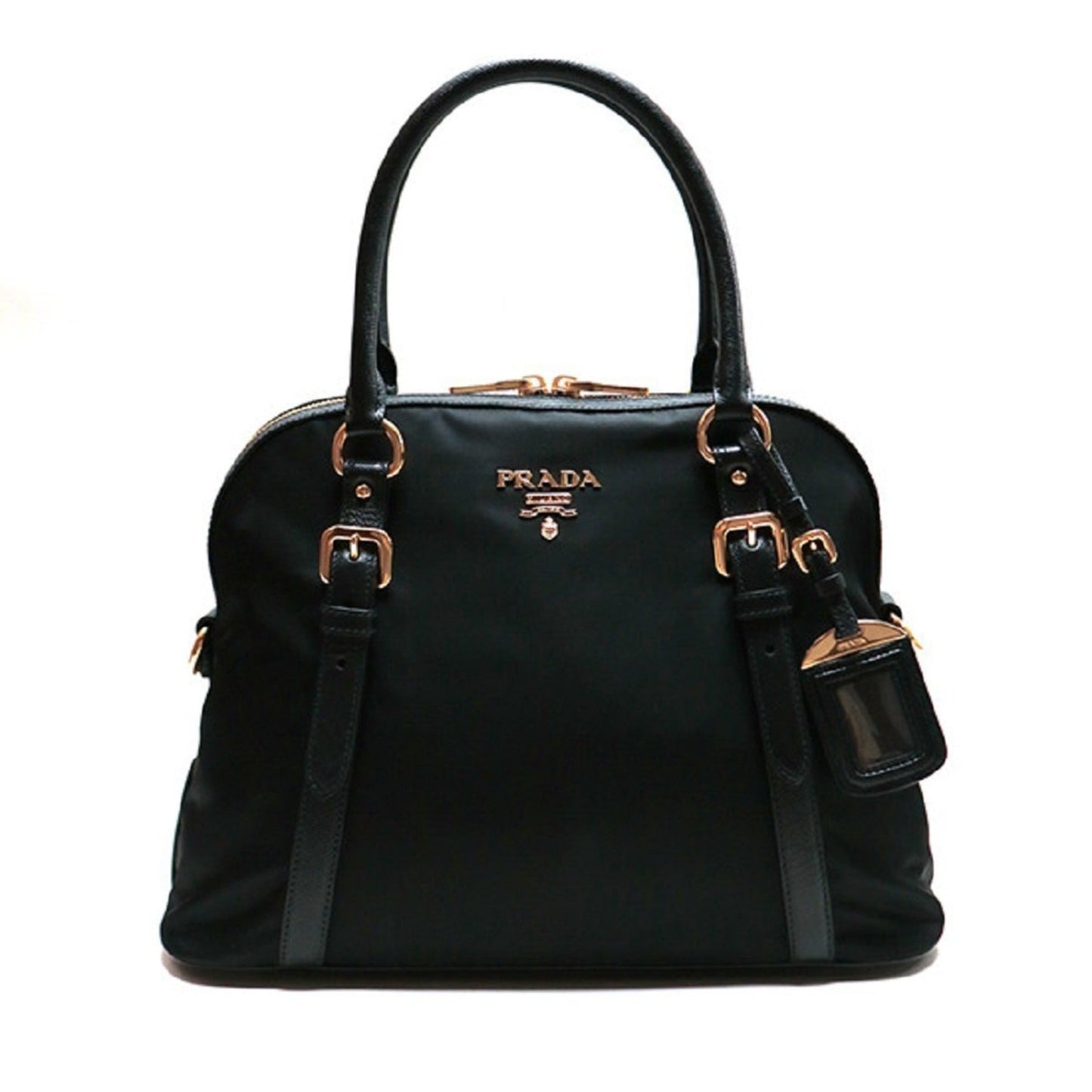 Prada Tessuto Satchel Bag Leather Nylon Saffiano
