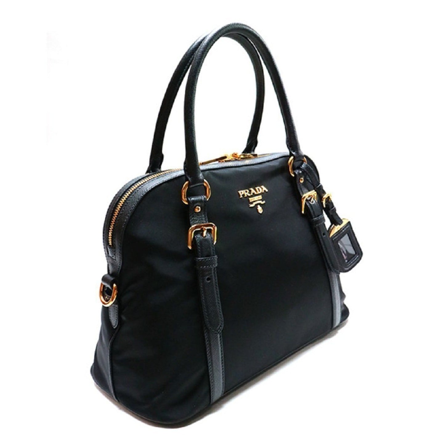 Prada Tessuto Satchel Bag Leather Nylon Saffiano