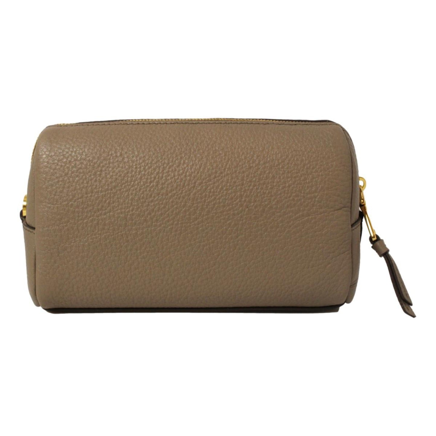 Prada Daino Argilla Grey Cosmetic Pouch Luxury Handbag Leather Vitello Gray Clutch Bag