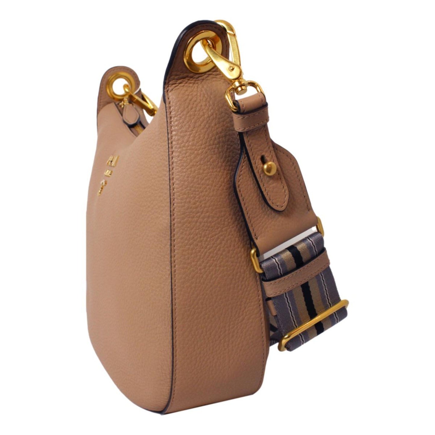 Prada Daino Bag Web Stripe Strap Leather Nylon Vitello Shoulder Bag