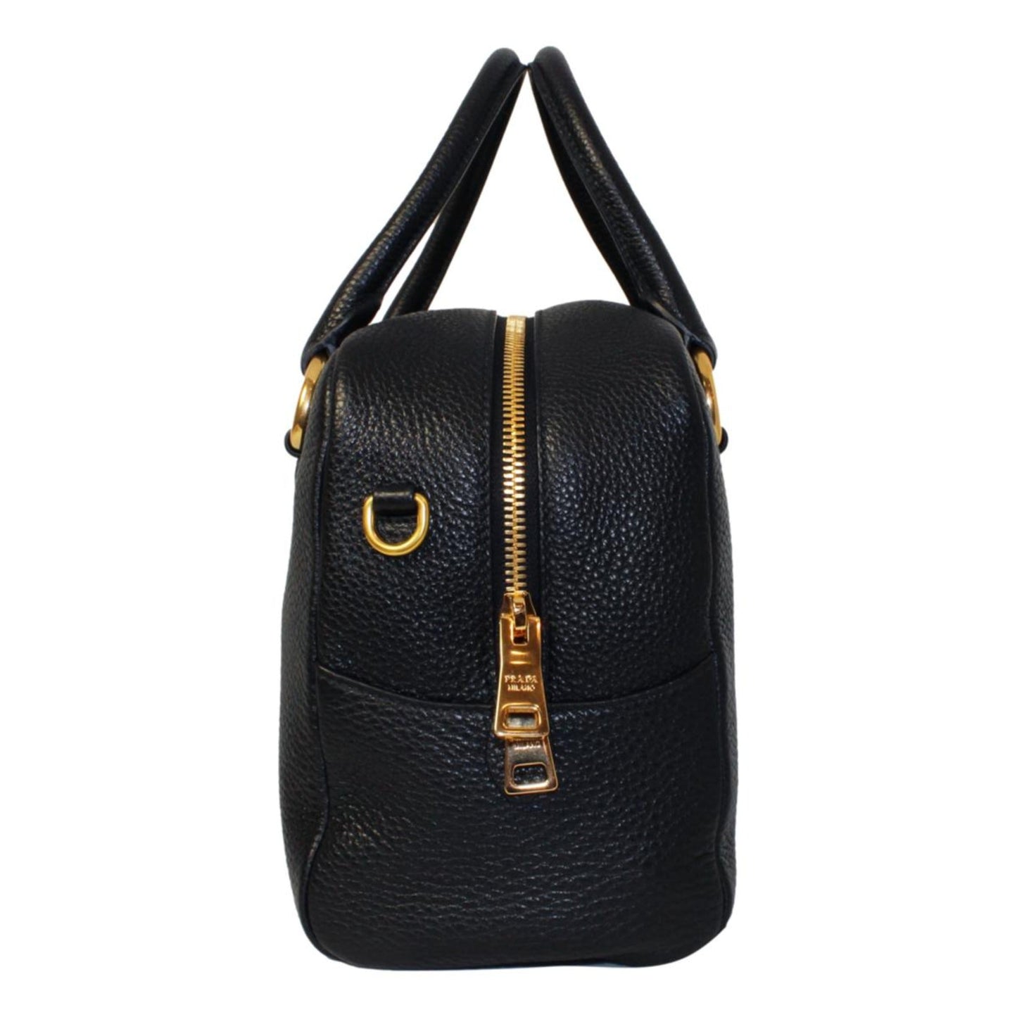 Prada Phenix Web Stripe Crossbody Satchel Bag Leather Vitello Black