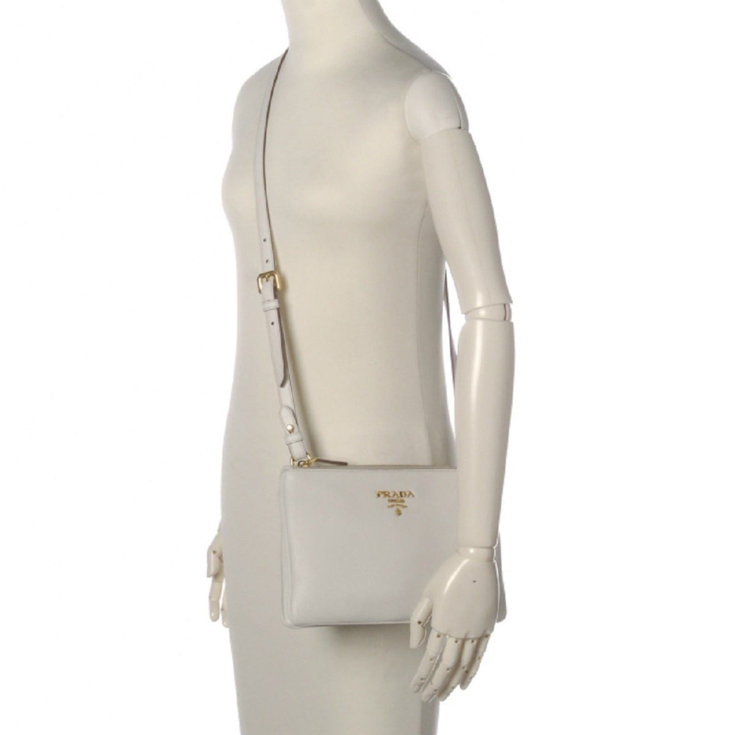 Prada Phenix Crossbody Bag Leather Vitello White