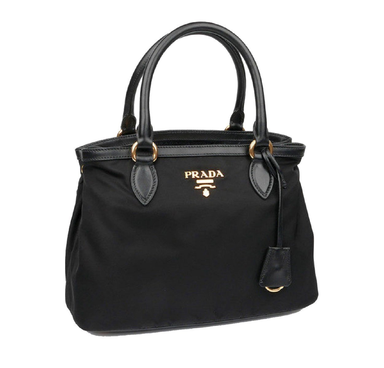 Prada Tessuto Handbag Satchel Nylon Saffiano Black Satchel Bag
