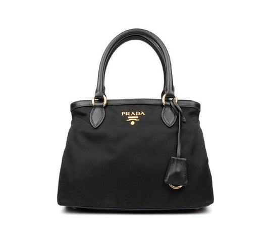 Prada Tessuto Handbag Satchel Nylon Saffiano Black Satchel Bag