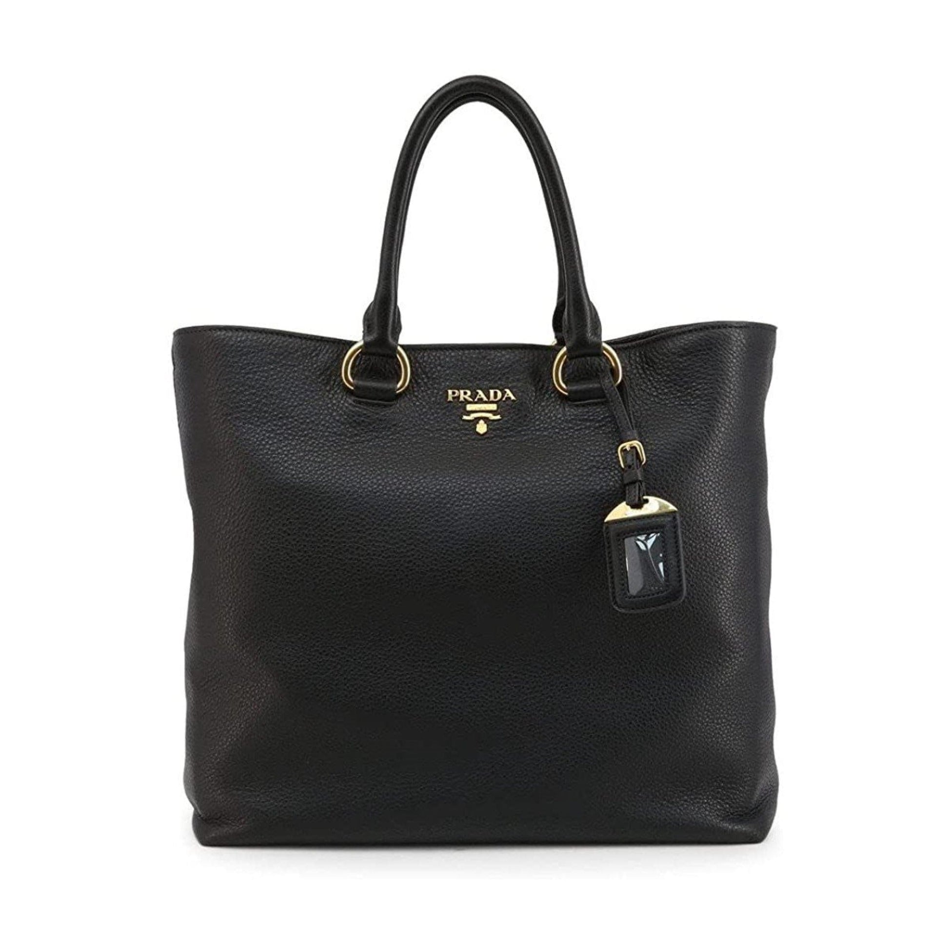 Prada Phenix Shopping Tote Bag Leather Vitello Black