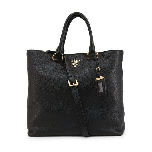 Prada Phenix Shopping Tote Bag Leather Vitello Black