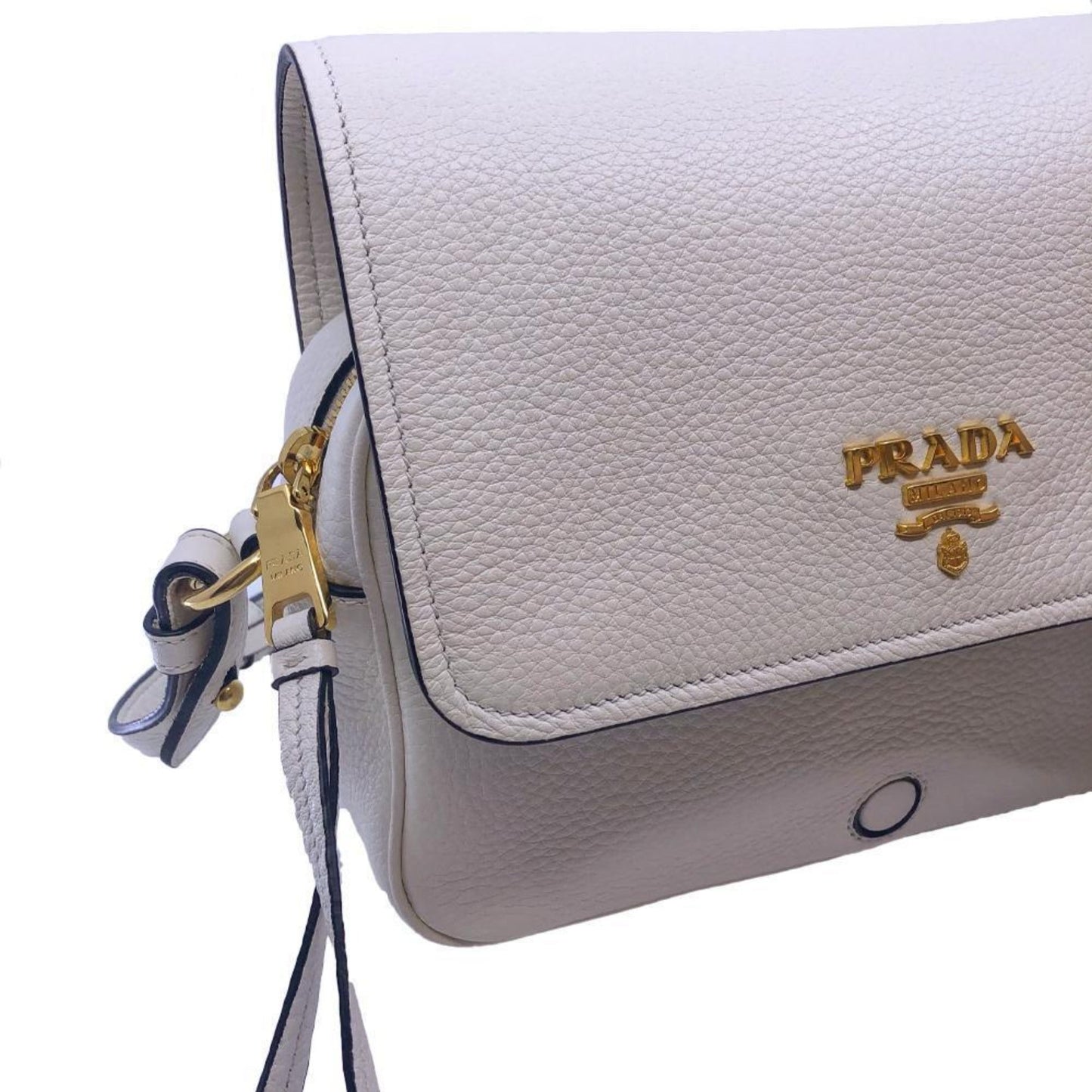 Prada Phenix Ivory Cross Body Bag Leather Vitello Flap Crossbody Bag