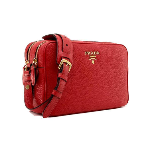 Prada Women Phenix Crossbody Handbag Leather Vitello Red Crossbody Bag