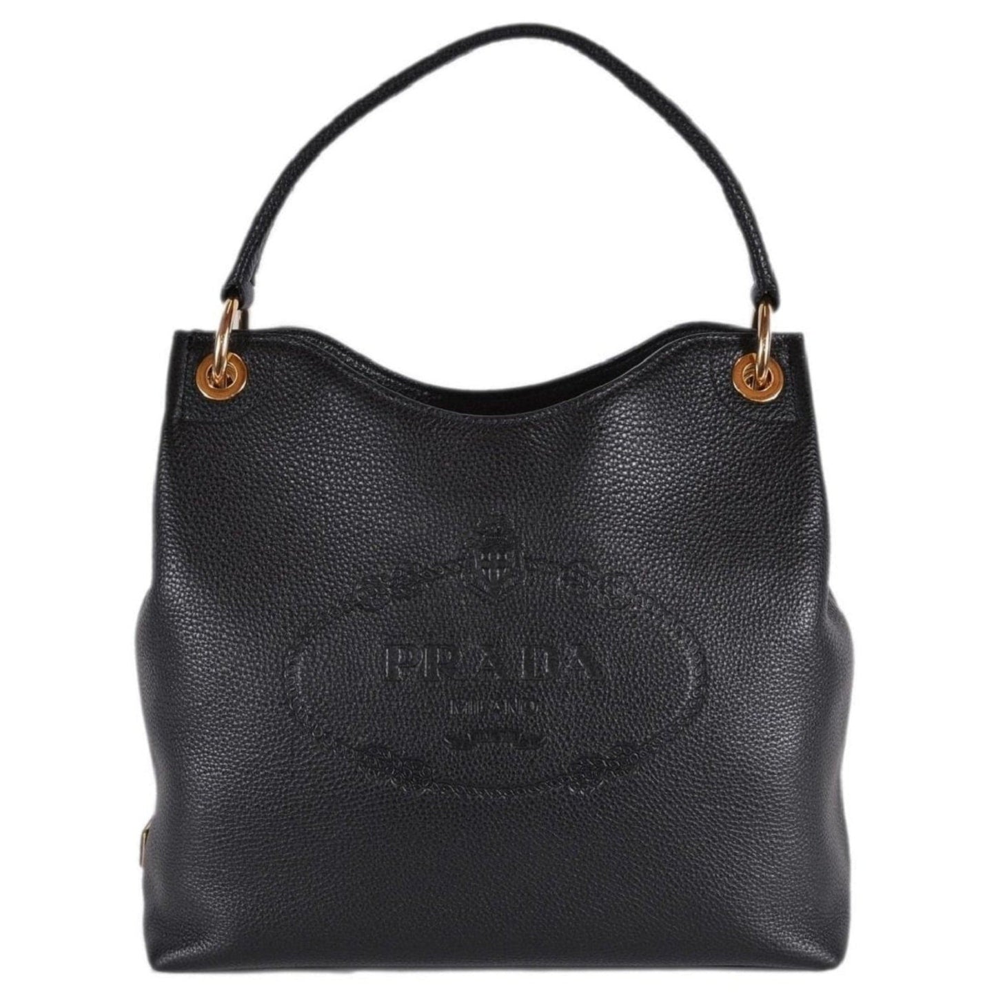 Prada Phenix Hobo Tote Bag Leather Vitello Black