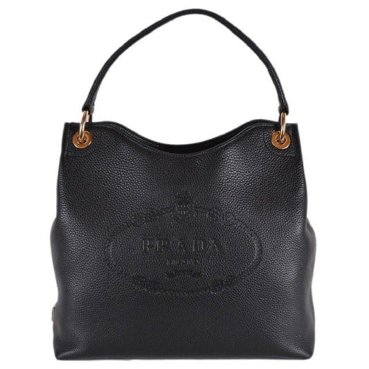 Prada Phenix Hobo Tote Bag Leather Vitello Black