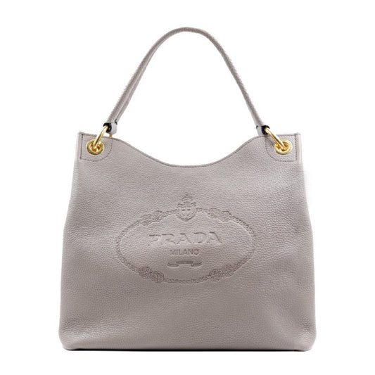 Prada Phenix Grey Hobo Tote Bag Leather Vitello Gray