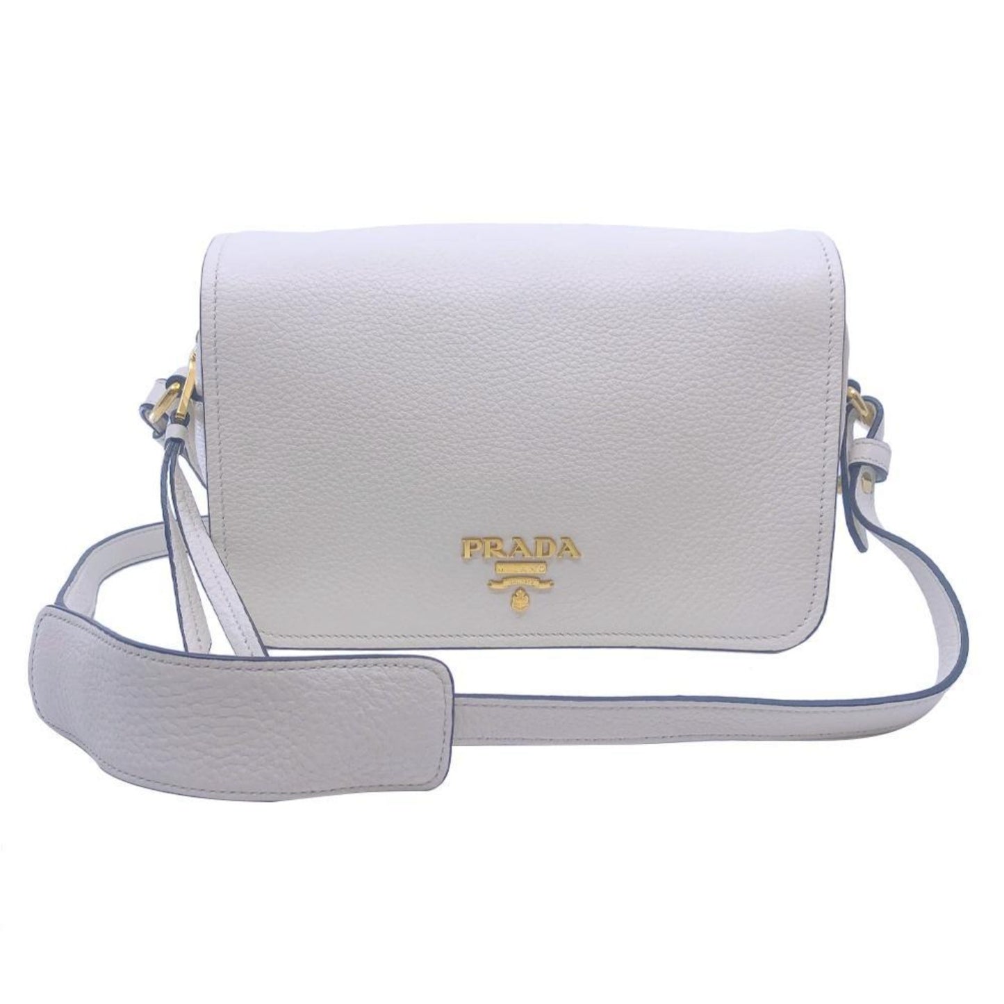 Prada Phenix Ivory Cross Body Bag Leather Vitello Flap Crossbody Bag