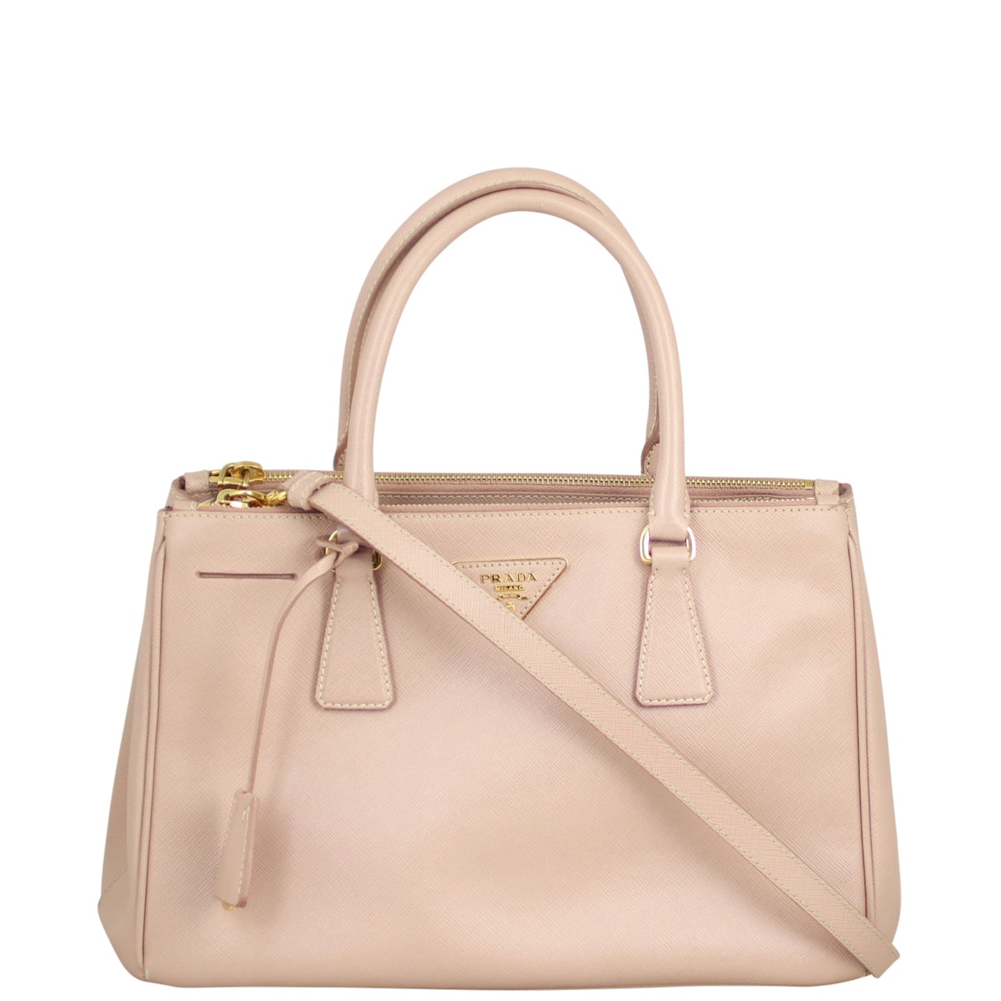 Prada Tote Bag Lux Galleria Double Tote 9 Saffiano Pink Small