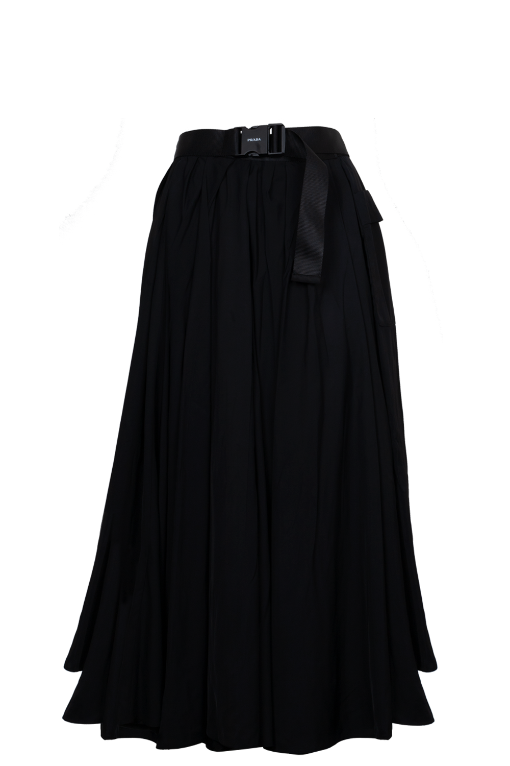 Prada Re- Pleated Belted Skirt Nylon Black