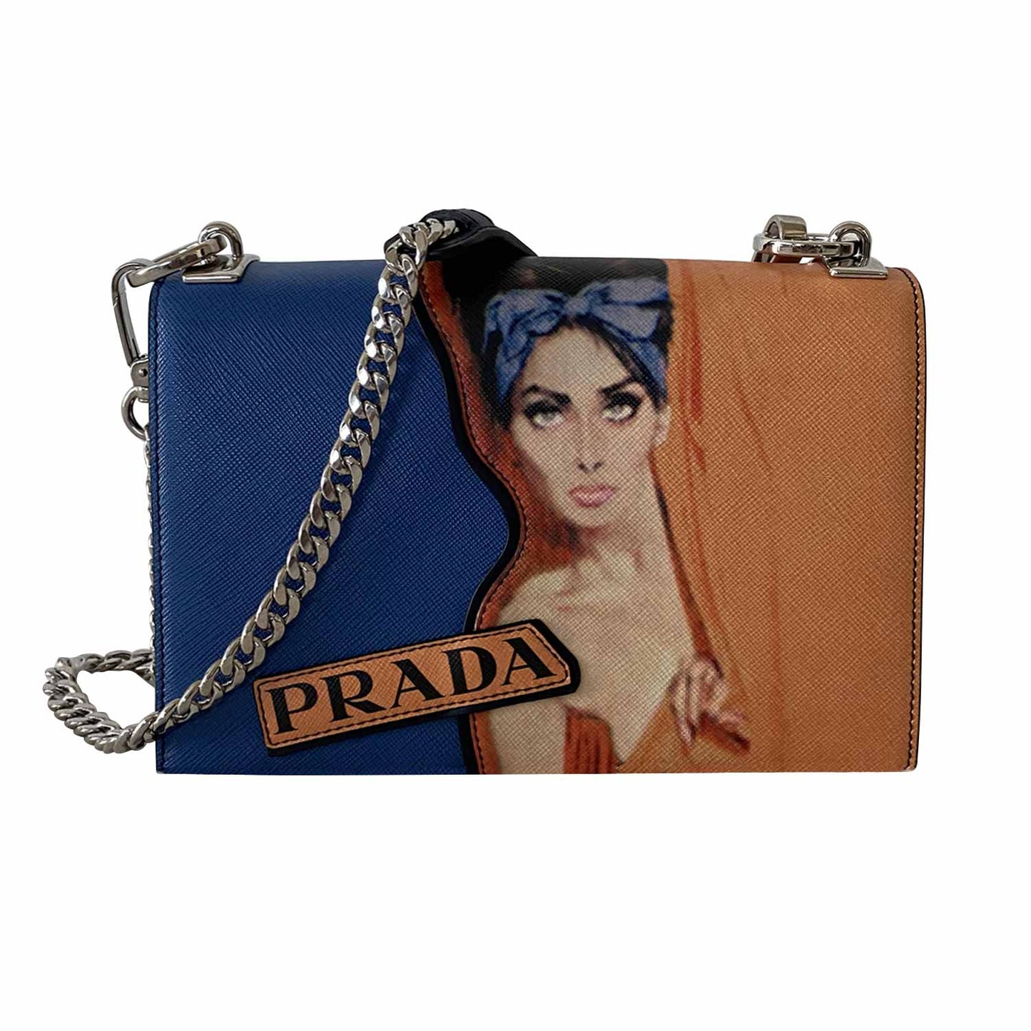 Prada Print Frame Shoulder Bag Saffiano