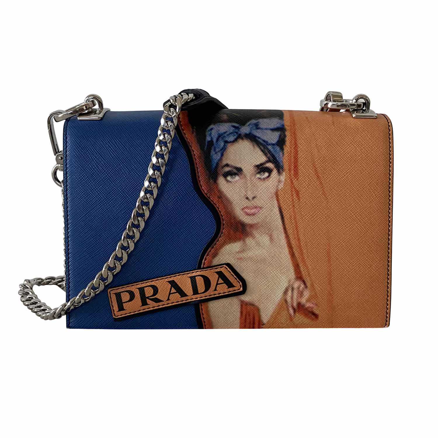 Prada Print Frame Shoulder Bag Saffiano