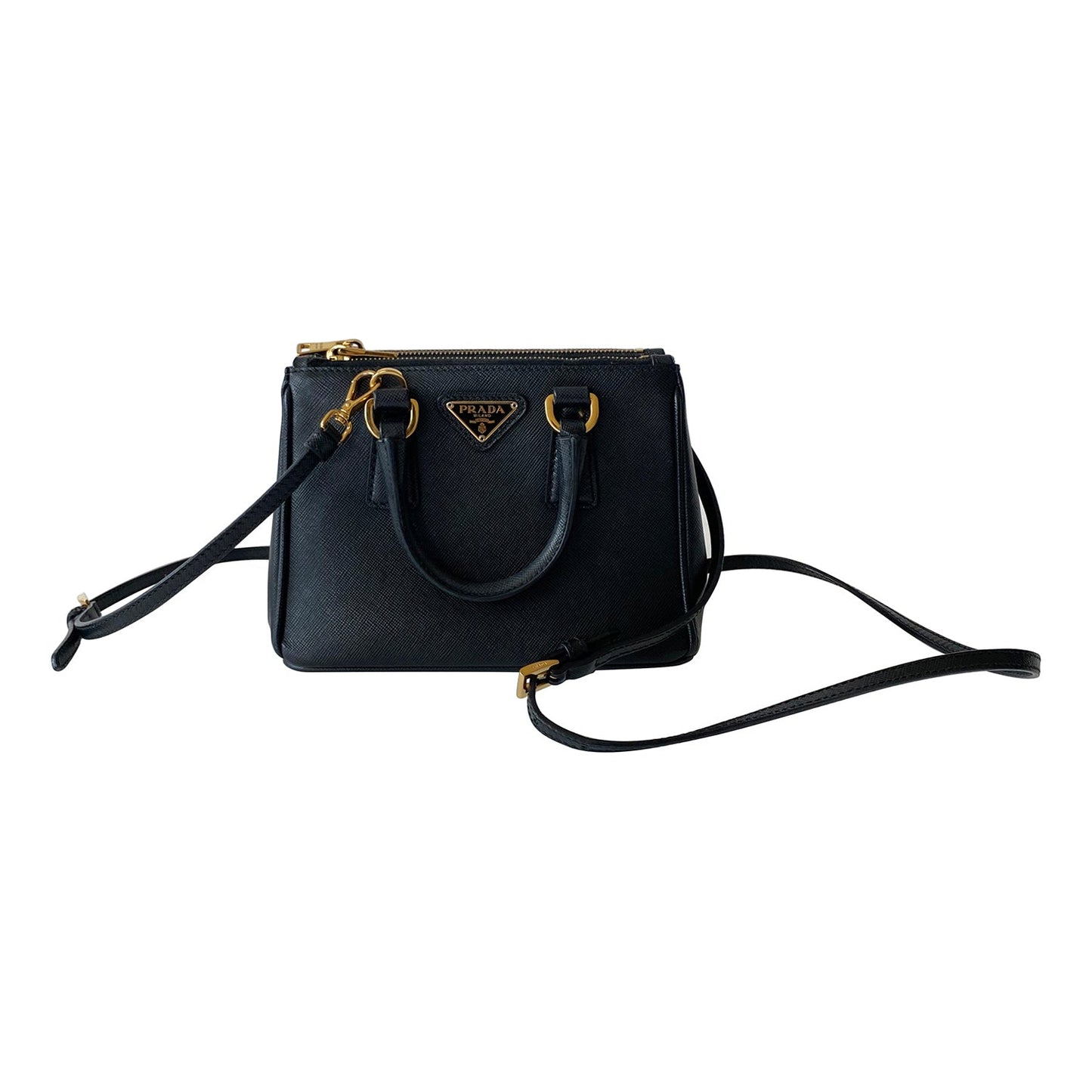 Prada Galleria Double Tote Saffiano Mini Zip Tote Bag