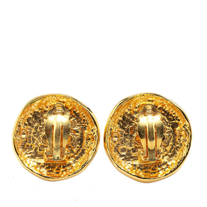 Chanel Gold Plated Round Fake Pearl Earrings Jewelry