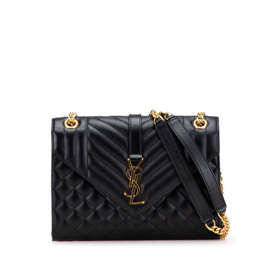 YSL Saint Laurent Envelope 2Way Shoulder Bag Leather