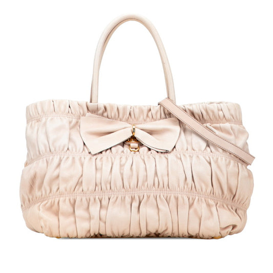 Prada Ribbon 2Way Bag Leather Travel Bag Leather 2Way Bag