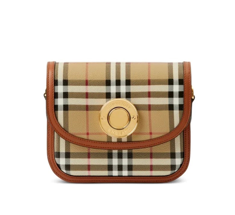 Burberry Luxury Elizabeth Check Pattern Crossbody Bag Small