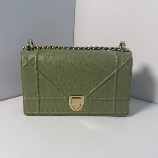 Dior Handbag ama Bag 21.5x13x8cm Leather Green Chain