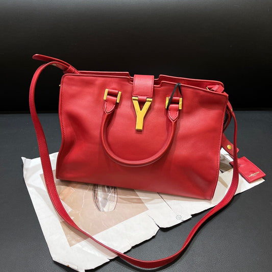 YSL Saint Laurent Cabas ChYc Tote Bag Leather Red