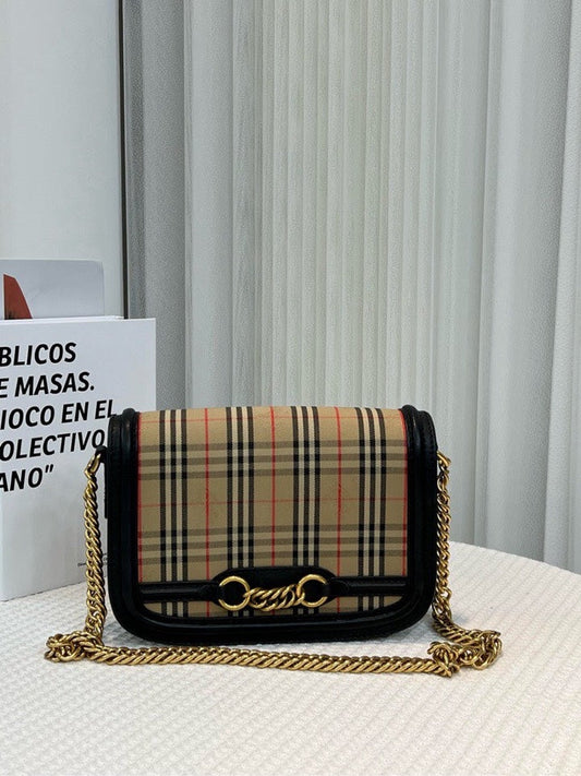 Burberry Luxury Grace Plaid Shoulder Bag Beige