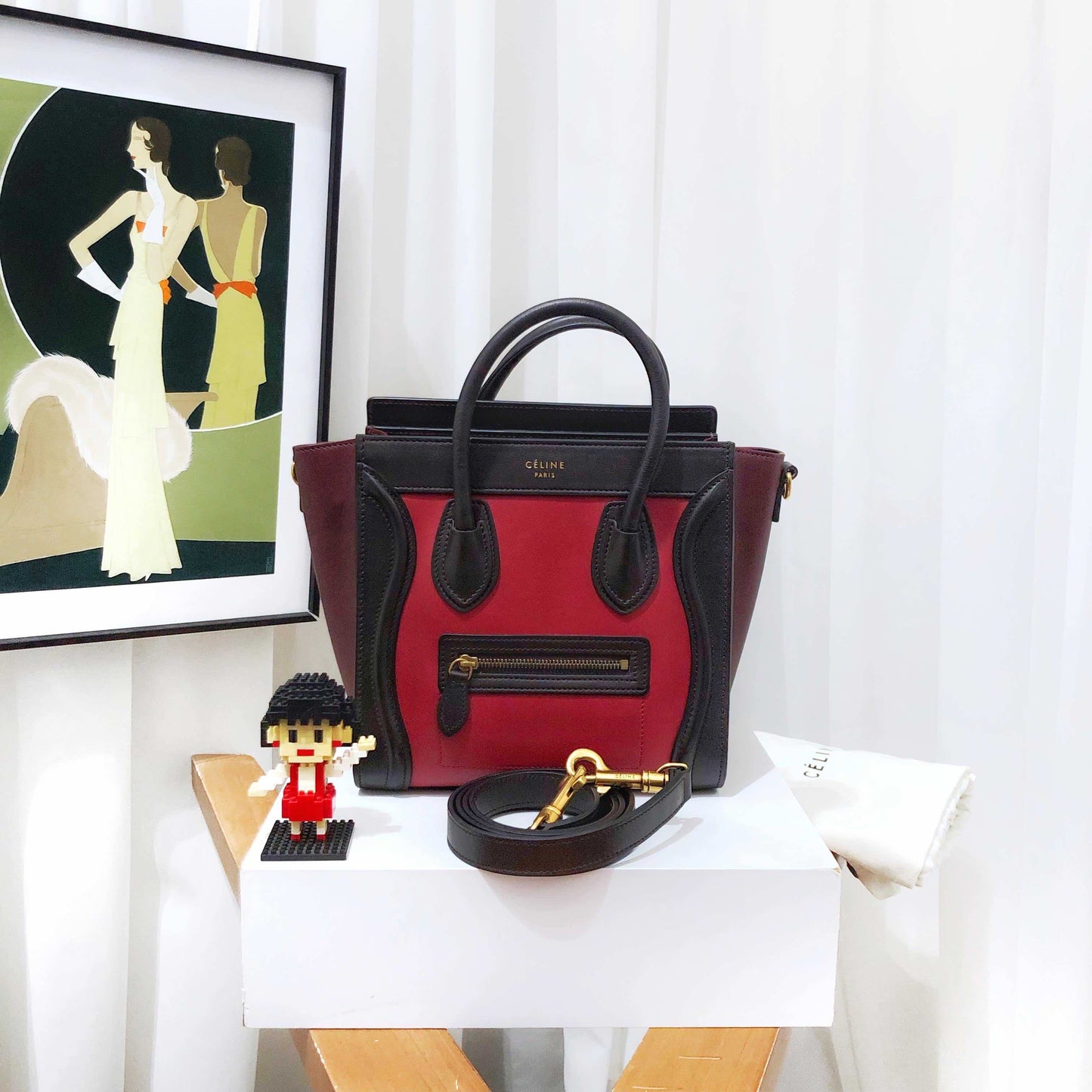 Luxury Nano Two Way Bag And Black Red Travel Bag