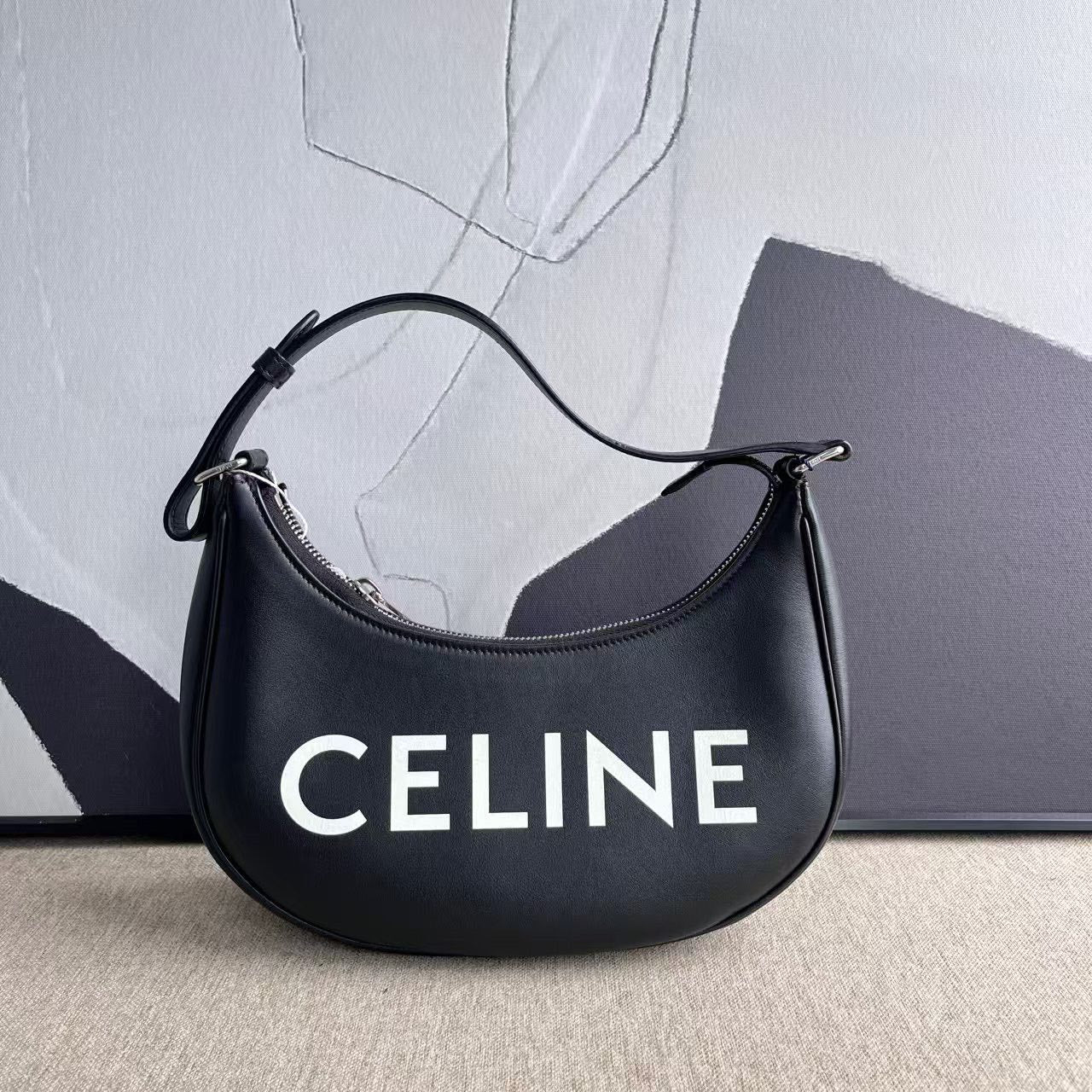 Luxury Underarm Shoulder Bag Leather Black