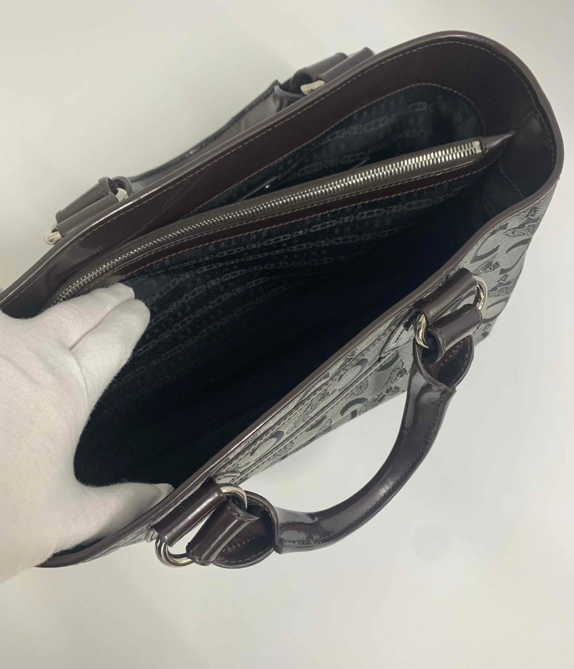 Luxury Pattern Gray Top Handle Bag Canvas Travel Bag